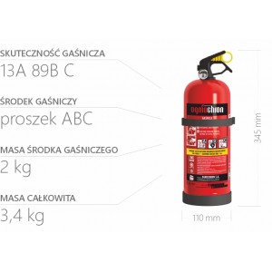 Gaśnica proszkowa 2kg GP-2x ABC/MP
