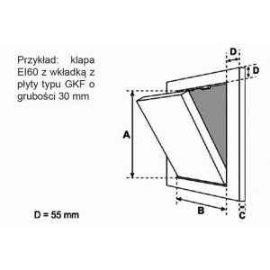Klapa F5 EI-60 do szybów instalacyjnych z g-ka, wkładka 30mm
