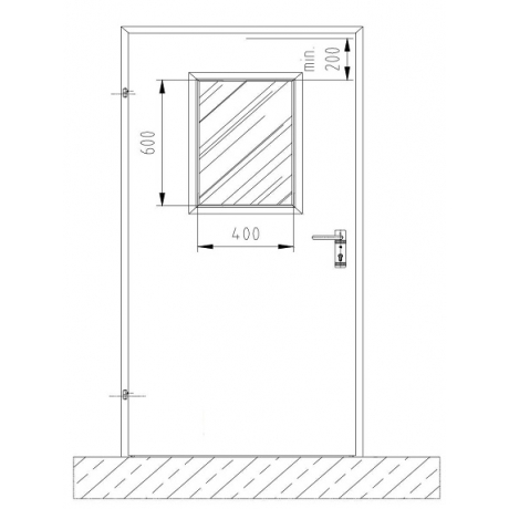Drzwi  EI-30  930x2000 mm z przeszkleniem 400x600 mm DOMOFERM